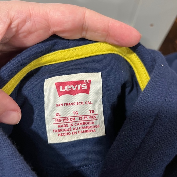 Levi's Kids Navy Hoodie with Multicolor Sleeve Stripes - Picture 4 of 4
